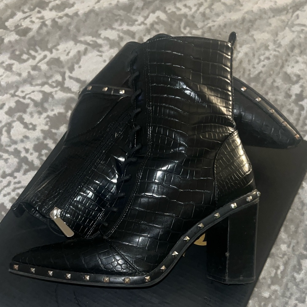 Charles By Charles David Black Studded Heeled Boots
